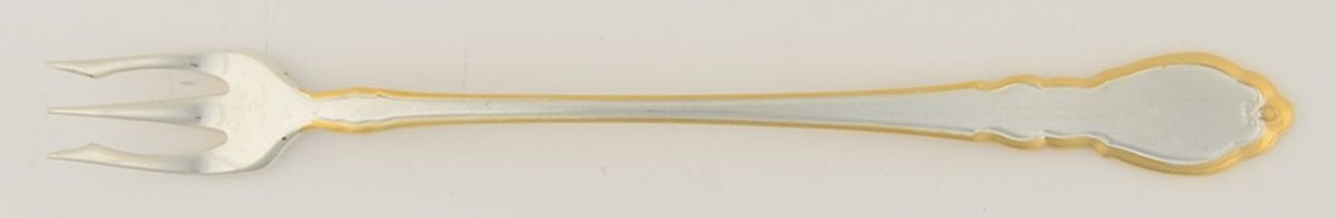 Alouette (Silverplate, Gold Accent, 1978) Cocktail/Seafood Fork by Oneida Silver-1