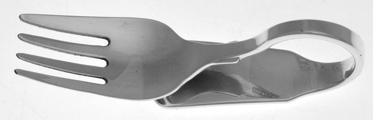 American Colonial (Sterling, 1975) Baby Fork with Curved Handle HC by Oneida Silver-1