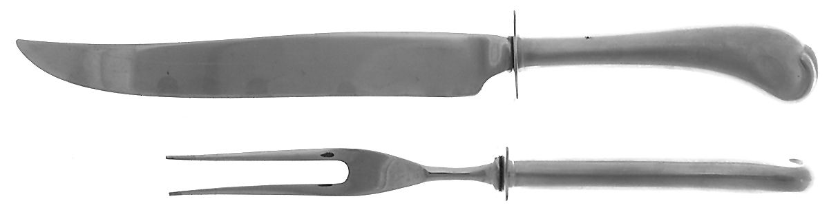 American Colonial (Stainless) 2pc Carving-Sm W/Stnl Prongs & Pistol Hdl by Oneida Silver-1