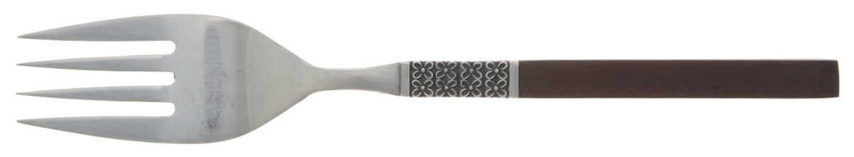 Anticipation (Stainless, Wood Handle) Large Solid Cold Meat Serving Fork by Oneida Silver-1