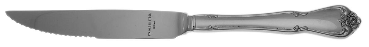 Arbor Rose-True Rose (Stainless) Steak Knife Individual Hollow, Serrate HC by Oneida Silver-1