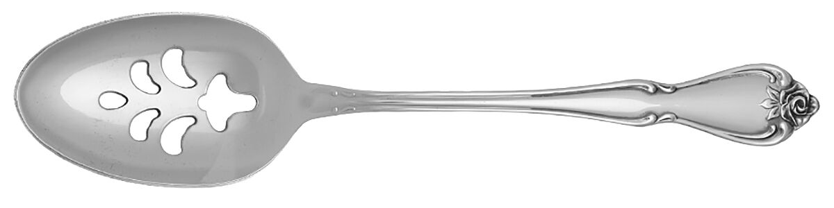 Arbor Rose-True Rose (Stainless) Pierced Tablespoon (Serving Spoon) HC by Oneida Silver-1