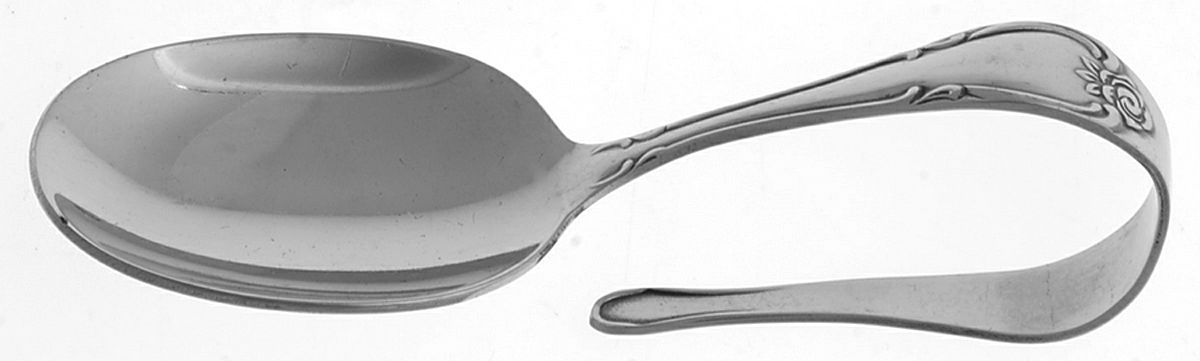 Arbor Rose-True Rose (Stainless) Curved Handle Baby Spoon by Oneida Silver-1
