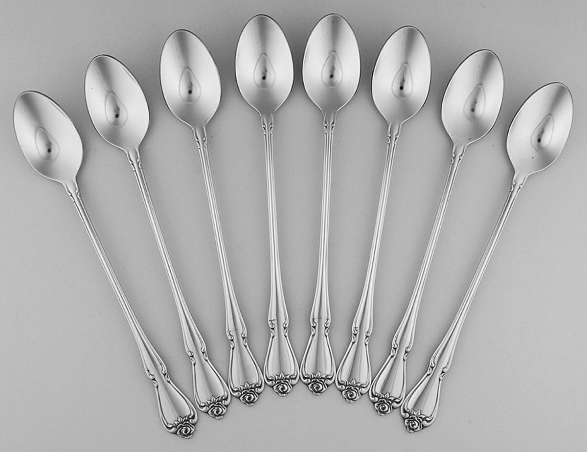 Arbor Rose-True Rose (Stainless) Iced Tea Spoon - Set of 8 by Oneida Silver-1