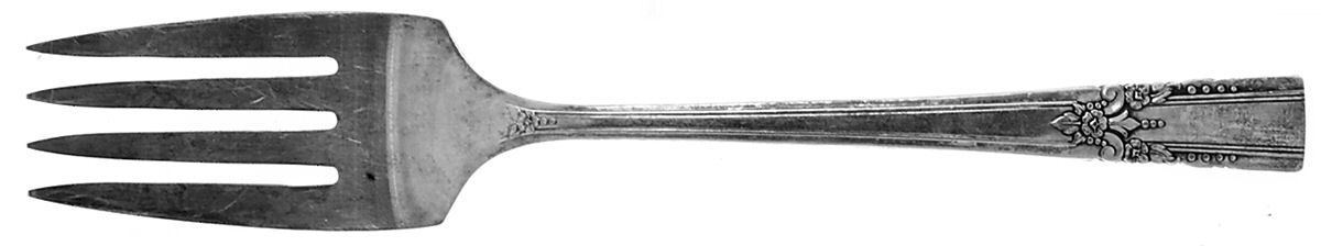 Artistic (Silverplate, 1940) Monogram Medium Solid Cold Meat Serving Fork by Oneida Silver-1