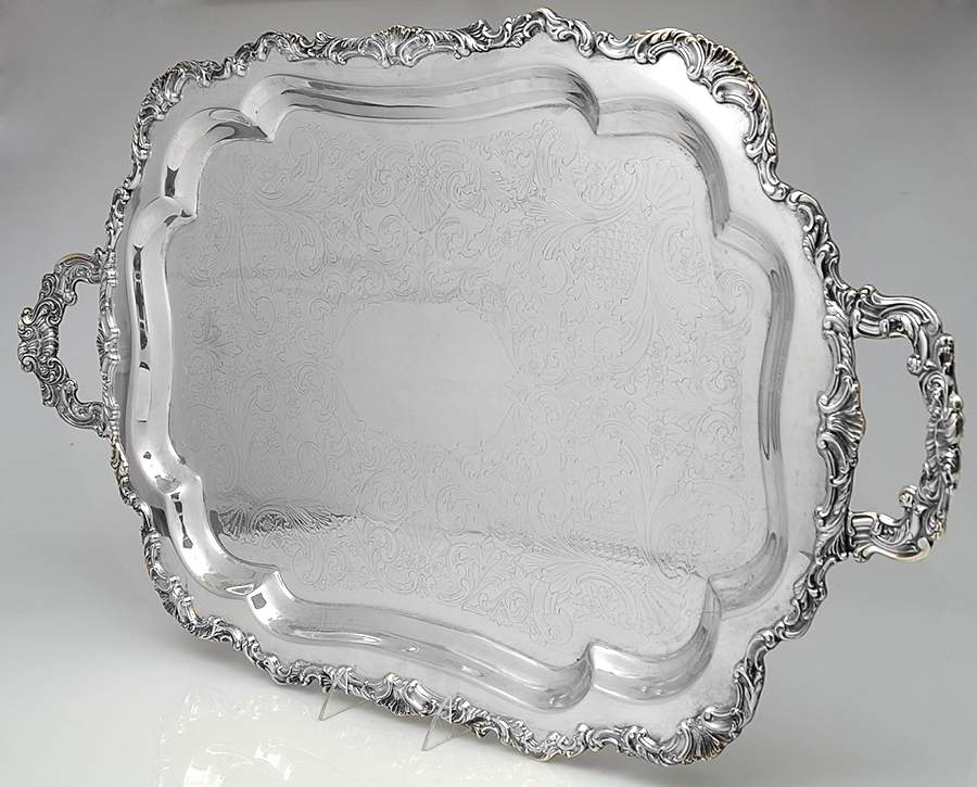 Ascot (Silverplate, Hollowware) Large Footed Waiter Tray by Oneida Silver-1