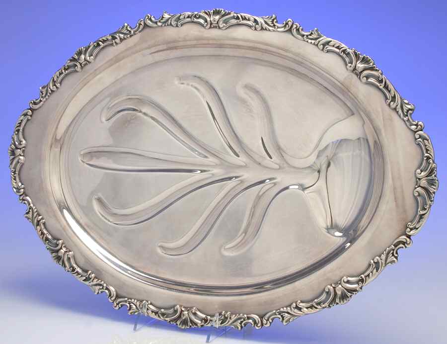 Ascot (Silverplate, Hollowware) 22" Footed Oval Platter with Well by Oneida Silver-1