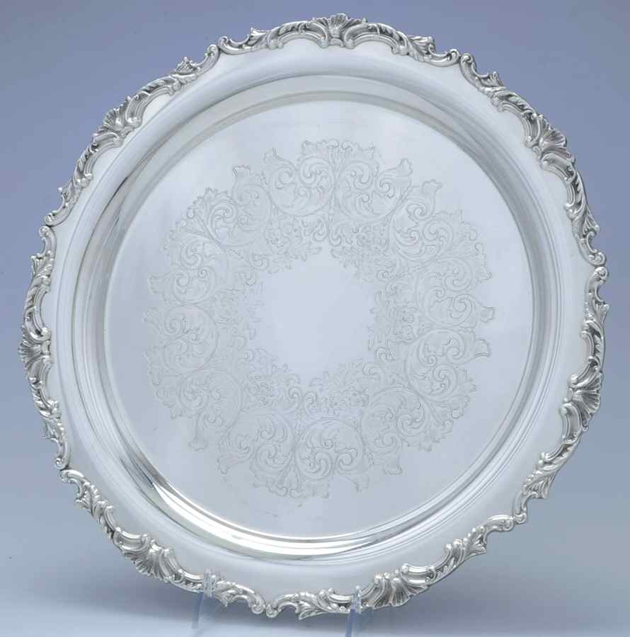 Ascot (Silverplate, Hollowware) Small Round Silverplate Tray by Oneida Silver-1