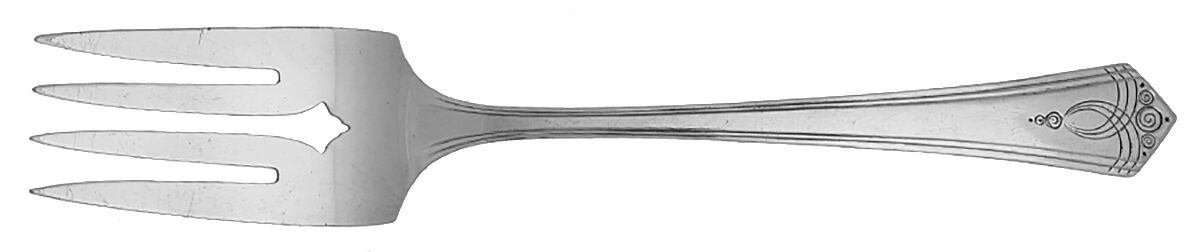 Aurora (Silverplate, 1930) Medium Solid Cold Meat Serving Fork by Oneida Silver-1