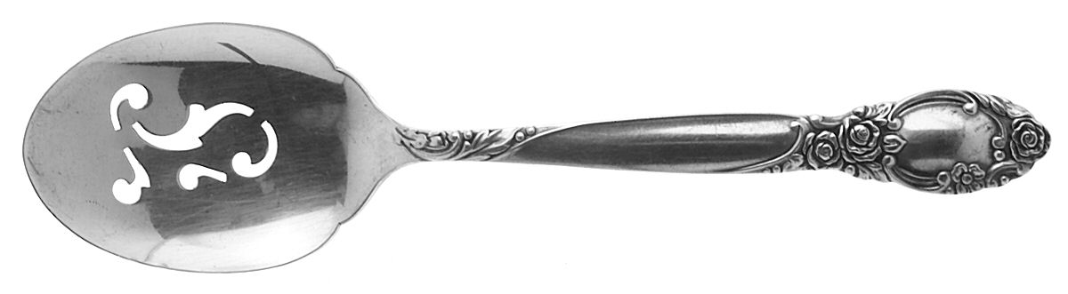 Ballad-Country Lane (Silverplate, 1953) Solid Bon Bon Spoon with Pierced Bowl by Oneida Silver-1