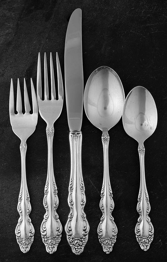 Baroque Rose (Silverplate, 1967, USA) 5 Piece Place Setting by Oneida Silver-1