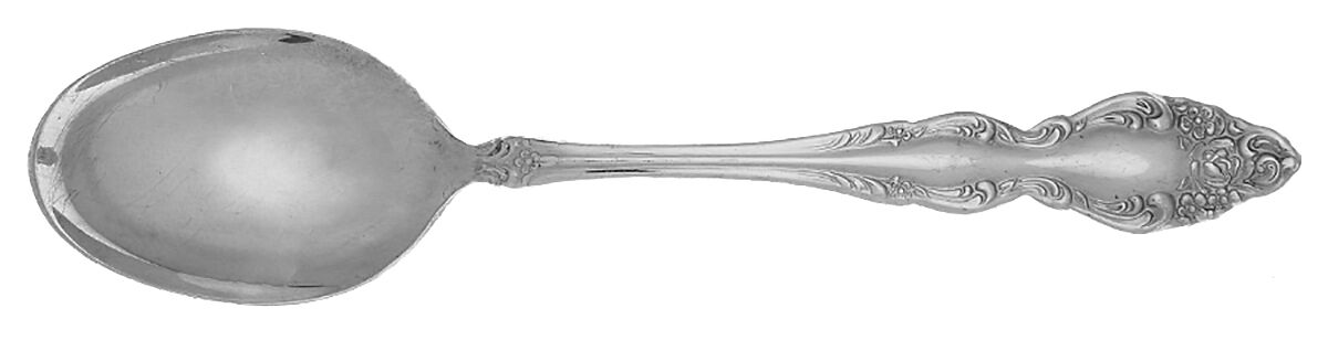 Baroque Rose (Silverplate, 1967, USA) Oval Place Soup Spoon by Oneida Silver-1