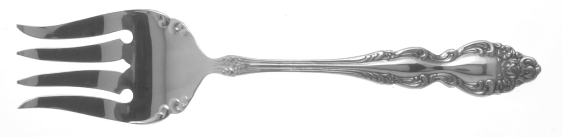 Baroque Rose (Silverplate, 1967, USA) Medium Solid Cold Meat Serving Fork by Oneida Silver-1