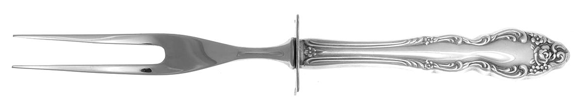Baroque Rose (Silverplate, 1967, USA) Small Steak Carving Fork with Stainless Prongs by Oneida Silver-1