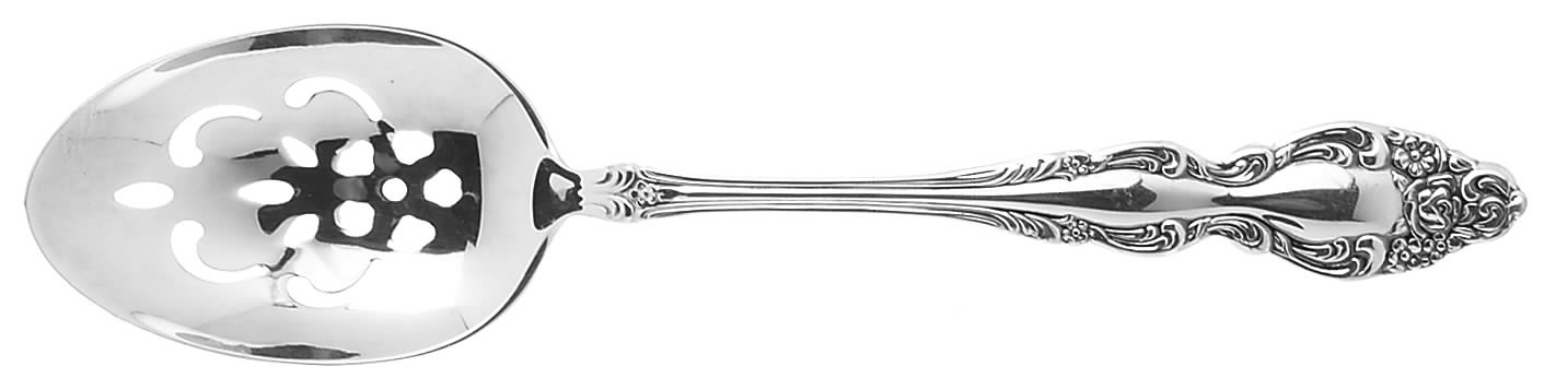 Baroque Rose (Silverplate, 1967, USA) Pierced Tablespoon (Serving Spoon) by Oneida Silver-1