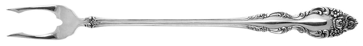Baroque Rose (Silverplate, 1967, USA) Short Handle Pickle/Olive Fork by Oneida Silver-1