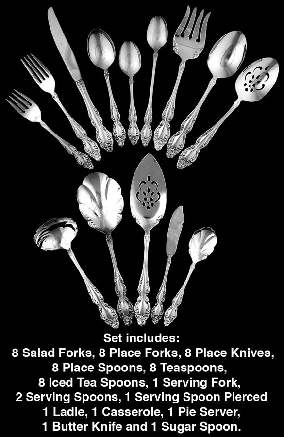 Baroque Rose (Silverplate, 1967, USA) 57 Piece Set by Oneida Silver-1