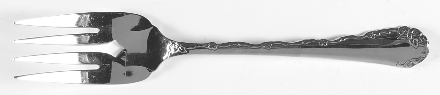 Belle Rose (Stainless) Medium Solid Cold Meat Serving Fork by Oneida Silver-1