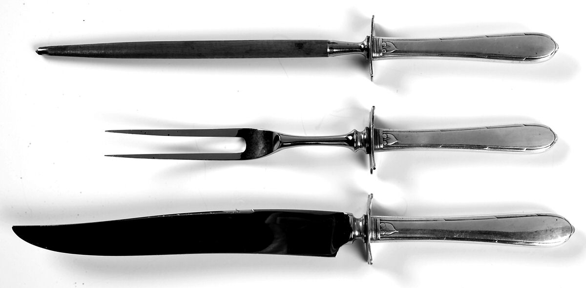 Berkley Square (Silverplate, 1935) Large 3-Piece Roast Carving Set w/ Stainless Blade by Oneida Silver-1
