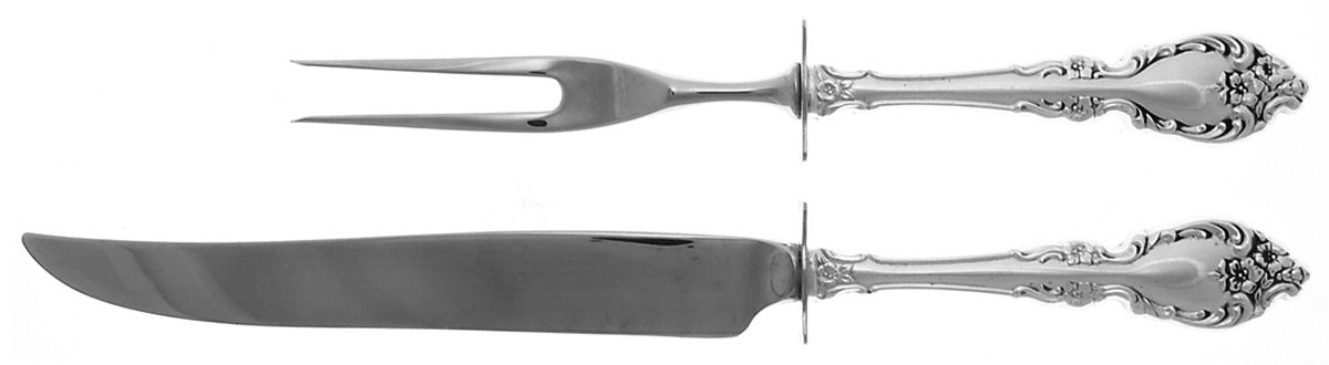 Botticelli (Sterling, 1972) Large 2-Piece Roast Carving Set w/Stainless Blade by Oneida Silver-1