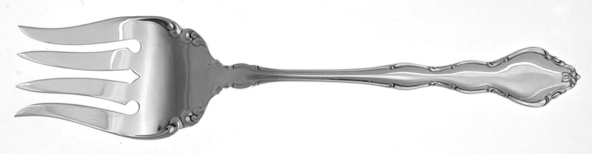 Bountiful (Sterling, 1967) Medium Solid Cold Meat Serving Fork by Oneida Silver-1