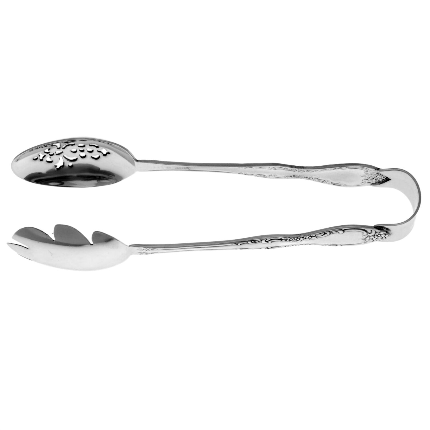 Bourbon (Stainless, Not Pierced) Ice Serving Tongs Large HC by Oneida Silver-1