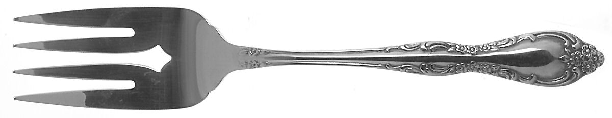 Bourbon (Stainless, Not Pierced) Medium Solid Cold Meat Serving Fork by Oneida Silver-1
