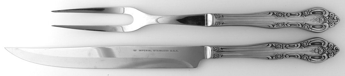 Brahms (Stainless) Large 2-Piece Roast Carving Set w/Stainless Blade by Oneida Silver-1