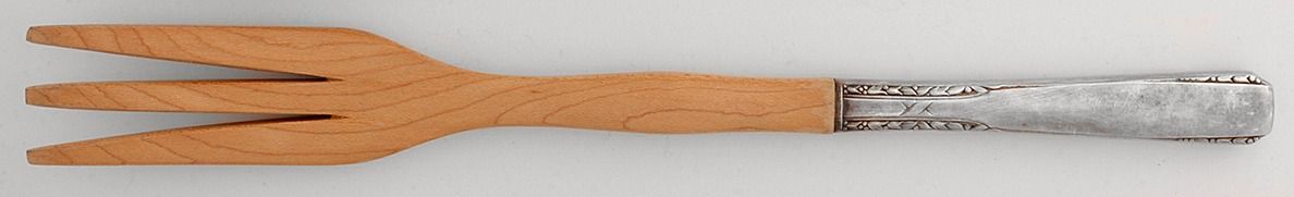 Brookwood-Banbury (Silverplate, 1950) Salad Serving Fork with Wooden Prongs by Oneida Silver-1