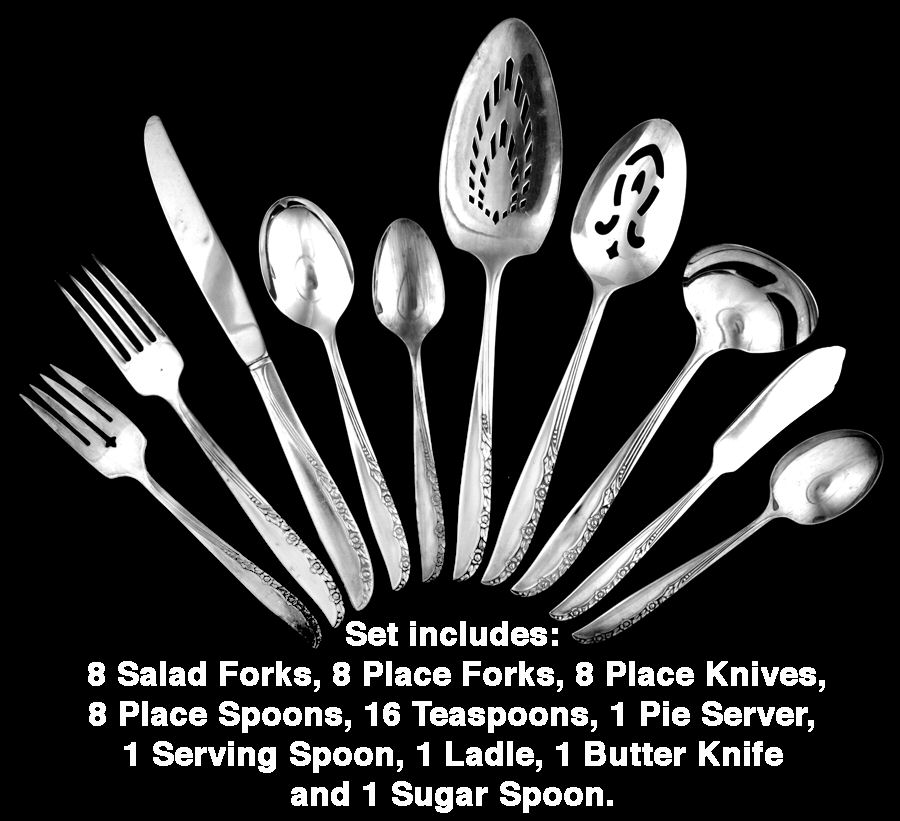 Brittany Rose (Silverplate, 1948) 53 Piece Set by Oneida Silver-1