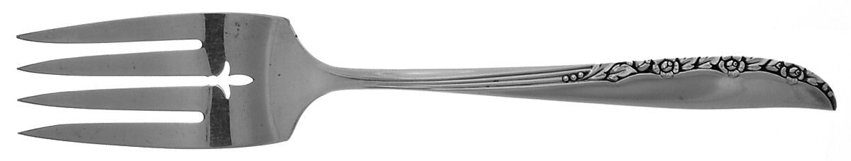 Brittany Rose (Silverplate, 1948) Medium Solid Cold Meat Serving Fork by Oneida Silver-1
