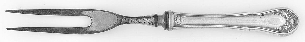 Bridal Rose (Silverplate, 1911) Small Steak Carving Fork with Stainless Prongs by Oneida Silver-1