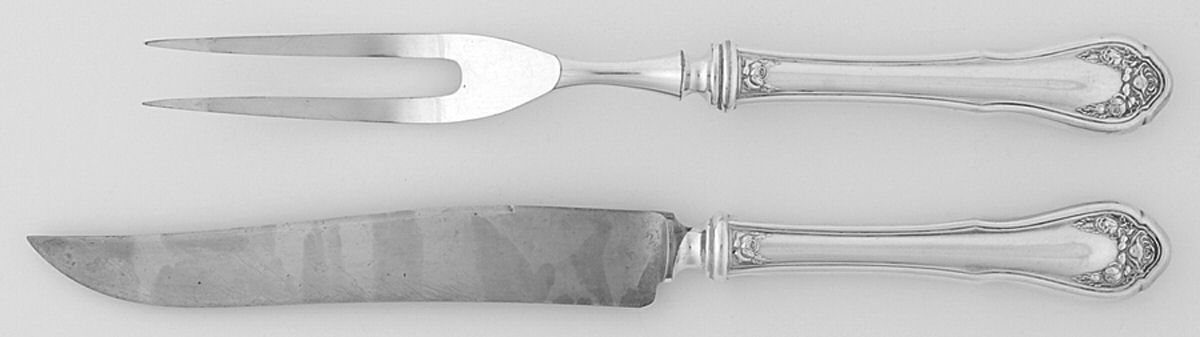 Bridal Rose (Silverplate, 1911) Small Stainless Blade 2-Piece Steak Carving Set by Oneida Silver-1
