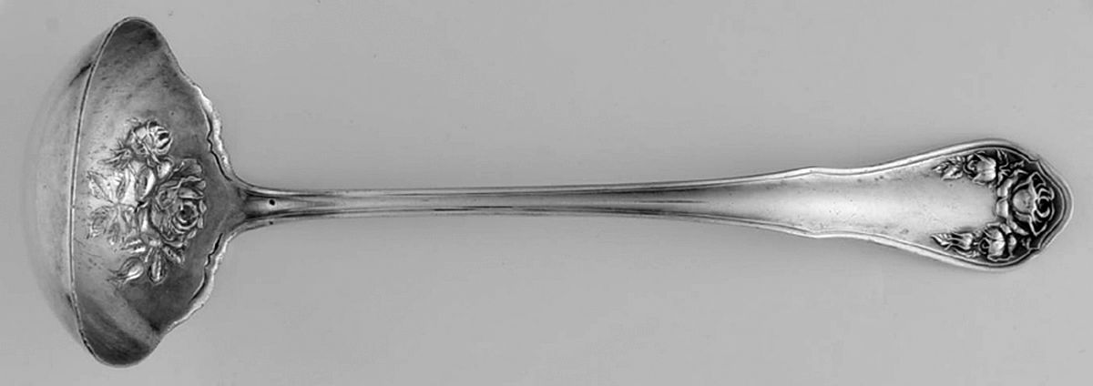 Bridal Rose (Silverplate, 1911) Solid Piece Cream Ladle by Oneida Silver-1