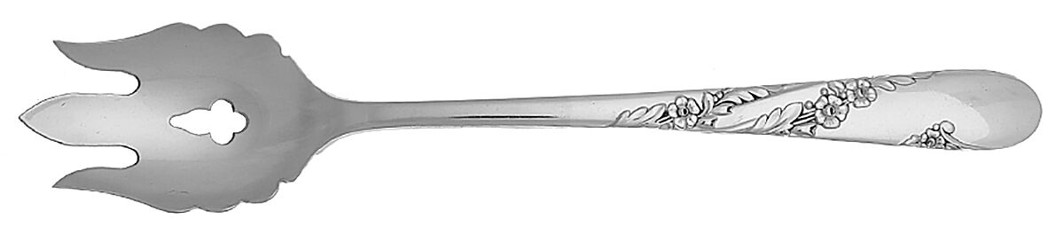 Bridal Wreath (Silverplate, 1950) Vegetable Serving Fork Solid  HC by Oneida Silver-1