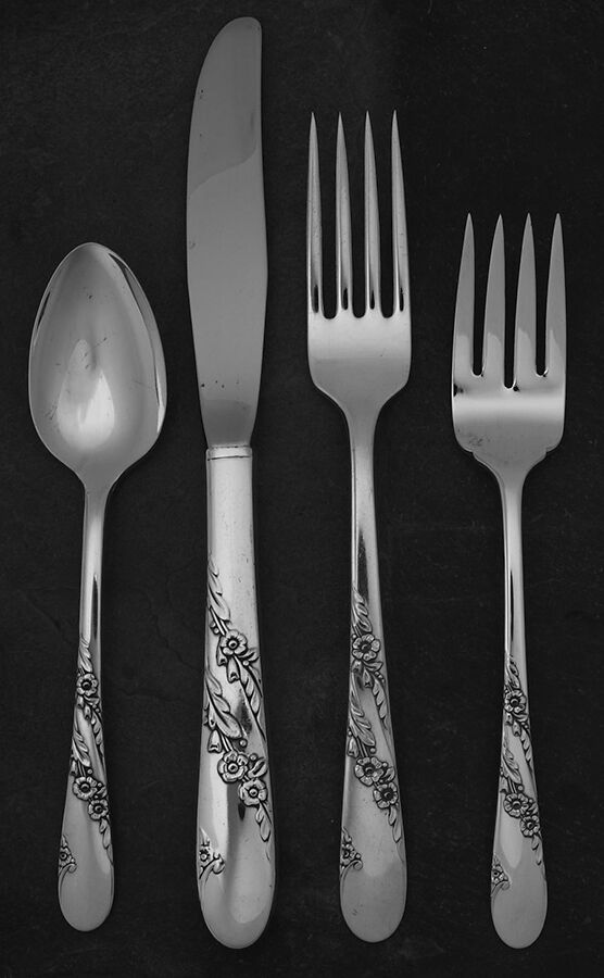 Bridal Wreath (Silverplate, 1950) 4 Piece Place Setting by Oneida Silver-1
