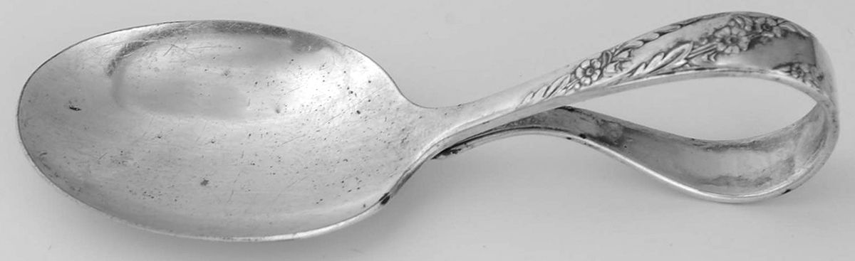 Bridal Wreath (Silverplate, 1950) Curved Handle Baby Spoon by Oneida Silver-1