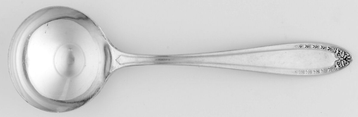 Bridal Wreath (Silverplate, 1915) Round Bowl Soup Spoon (Bouillon) by Oneida Silver-1
