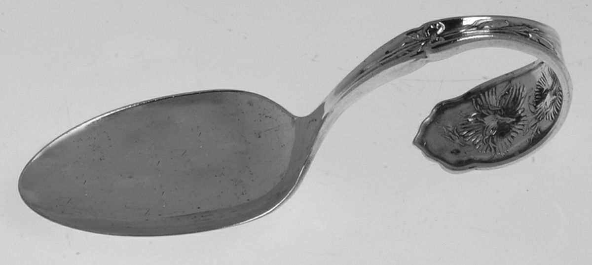 Carnation (Silverplate, 1908) Curved Handle Baby Spoon by Oneida Silver-1