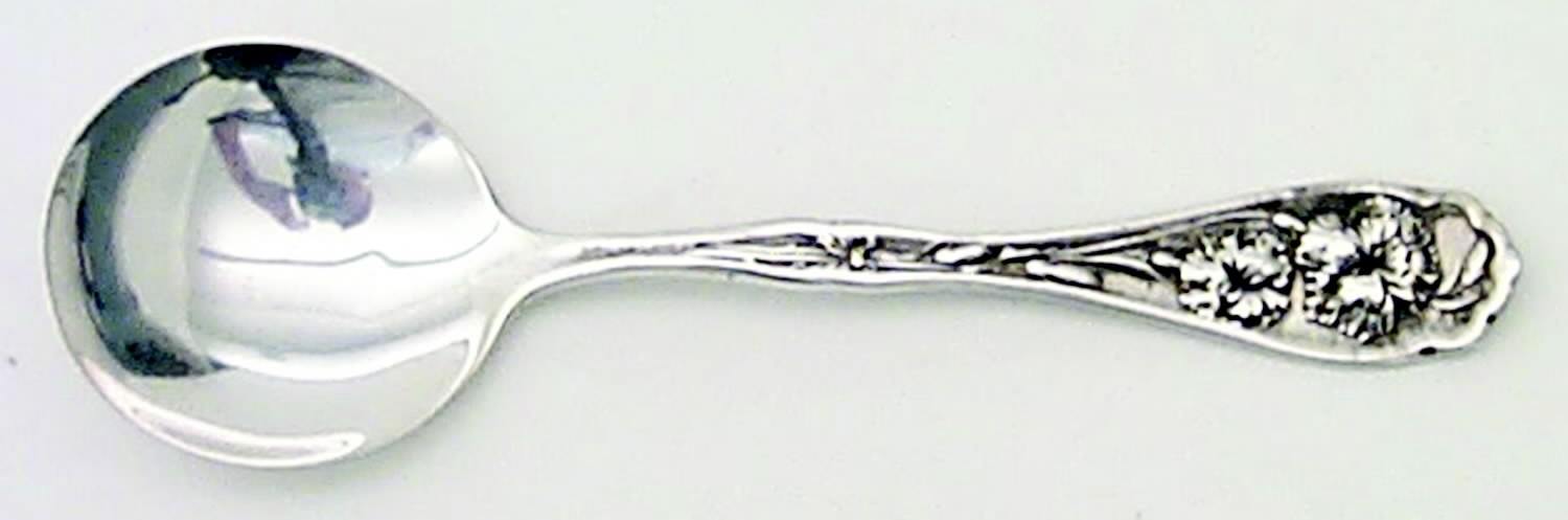 Carnation (Silverplate, 1908) Round Bowl Soup Spoon (Bouillon) by Oneida Silver-1