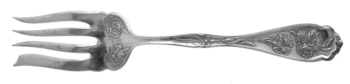 Carnation (Silverplate, 1908) Medium Solid Cold Meat Serving Fork by Oneida Silver-1