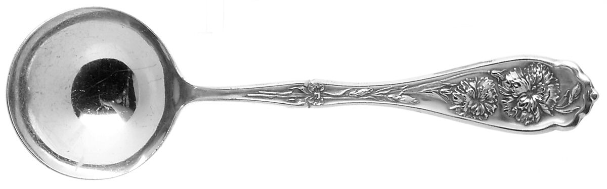 Carnation (Silverplate, 1908) Round Bowl Soup Spoon (Cream Soup) by Oneida Silver-1