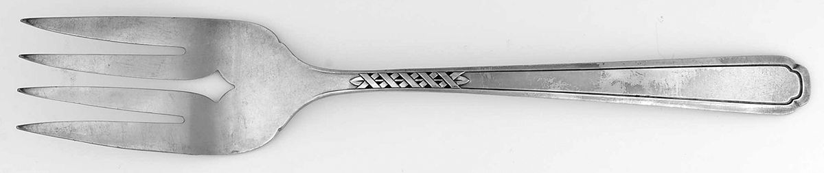 Carnival (Silverplate, 1937) Medium Solid Cold Meat Serving Fork by Oneida Silver-1