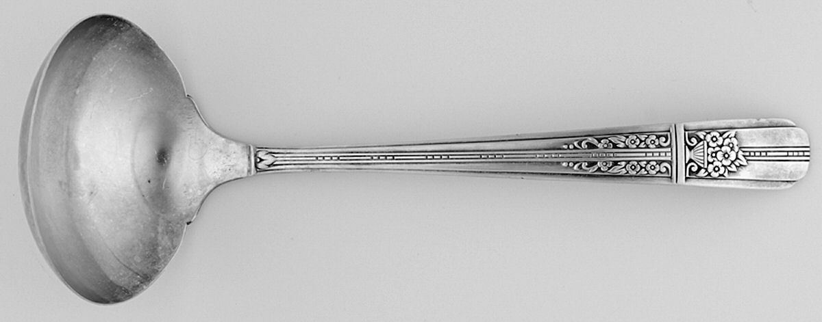 Celebrity-Wild Rose (Silverplate, 1939) Solid Gravy Ladle by Oneida Silver-1