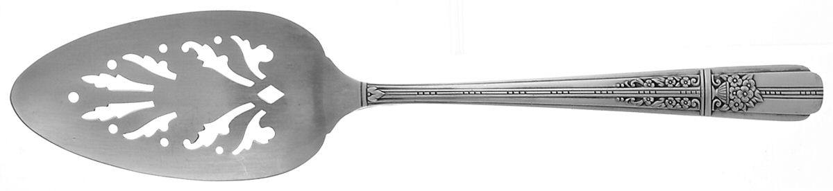 Celebrity-Wild Rose (Silverplate, 1939) Solid Pierced Pie Server by Oneida Silver-1