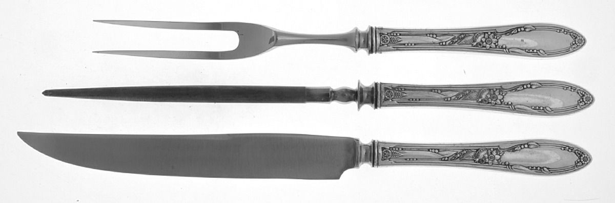 Chateau (Silverplate, 1934) Small Steak 3-Piece Carving Set with Stainless Blade by Oneida Silver-1