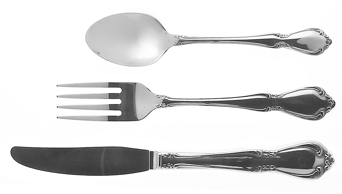 Chateau (Stainless, Glossy) 3-Piece Youth Set (Knife, Fork & 5 O'Clock Spoon) by Oneida Silver-1