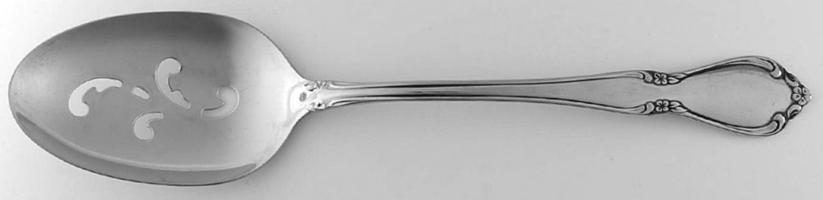 Chateau (Stainless, Glossy) Pierced Tablespoon (Serving Spoon) by Oneida Silver-1