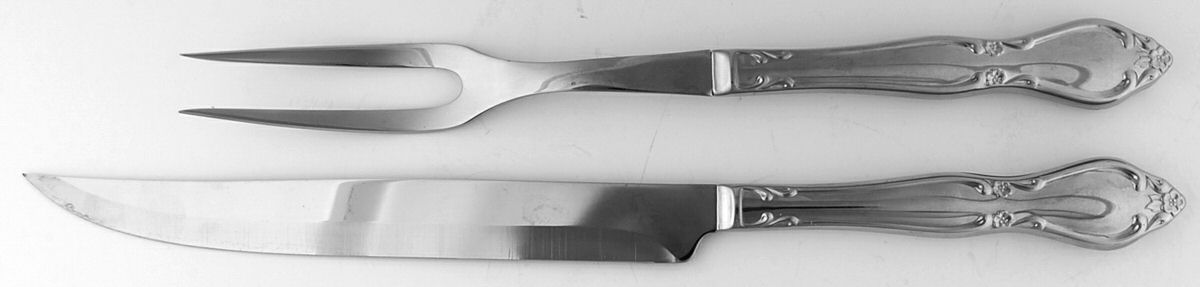 Chateau (Stainless, Glossy) Large 2-Piece Roast Carving Set w/Stainless Blade by Oneida Silver-1