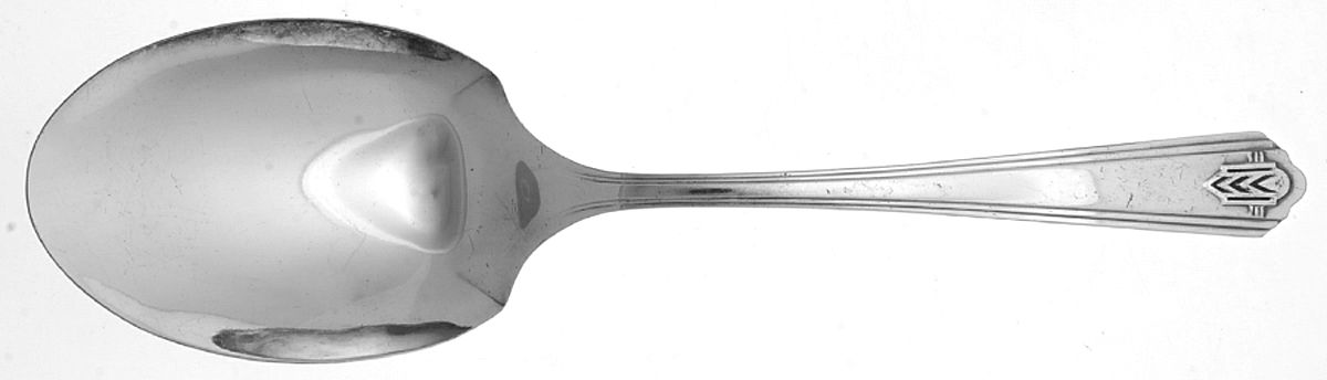 Chevron (Silverplate, 1930) Solid Salad Serving Spoon by Oneida Silver-1